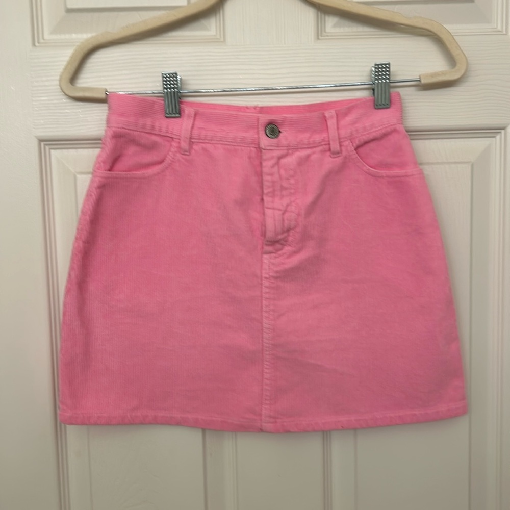 John Galt Pink Corduroy Miniskirt Size Small